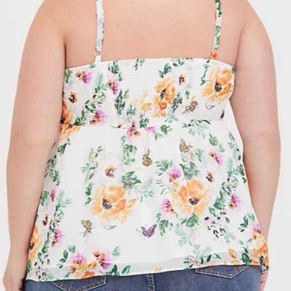🥳🎉 Host PICK 🎉🥳  Torrid Ivory Floral Chiffon Babydoll Cami Sz 3 - Picture 4 of 11